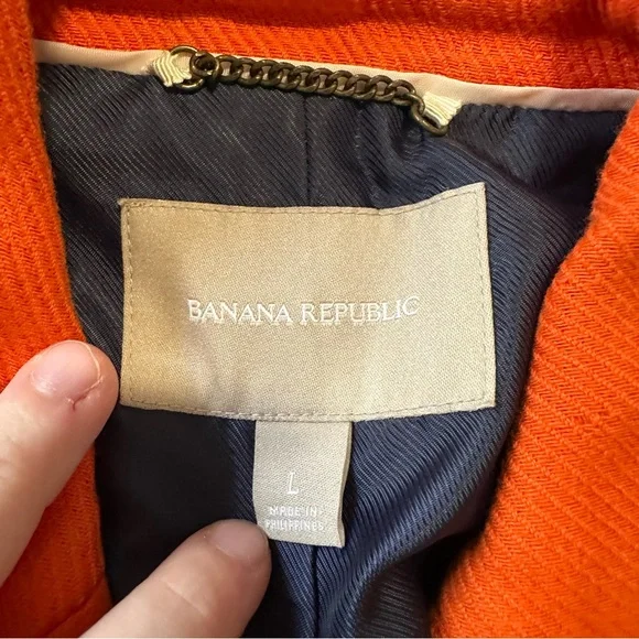 Orange Preppy Banana Republic Large Womens Gold Buttons Autumn Business Casual - Picture 7 of 9